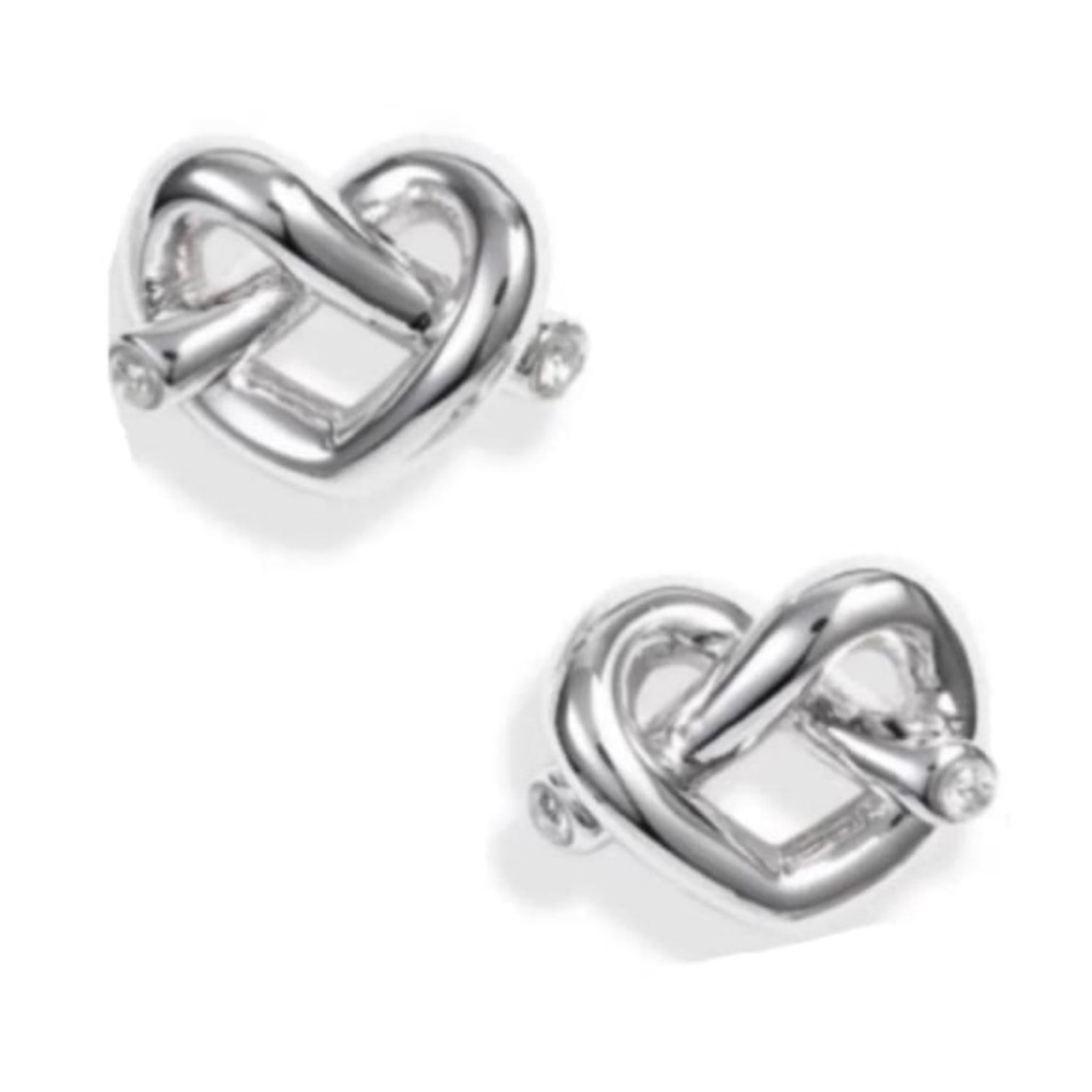 Kate Spade Love Me Knot Silver Color Crystal Accented Earrings NWT
